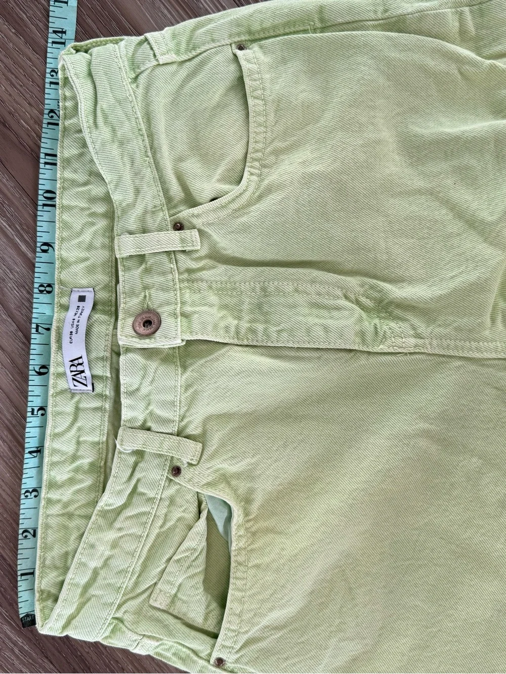 Zara Light Green Straight Leg Jeans